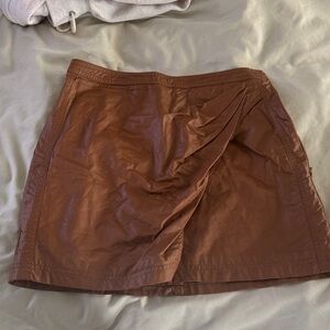 Free People Tan Faux Leather Skirt